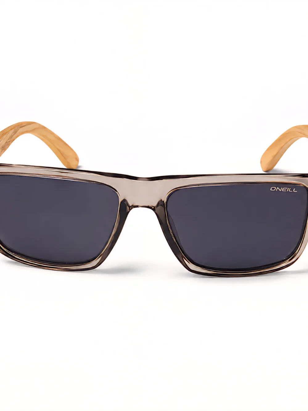 O'NEILL Sunglasses Gray Lenses Clear Transparent Frame Wood Temples Unisex